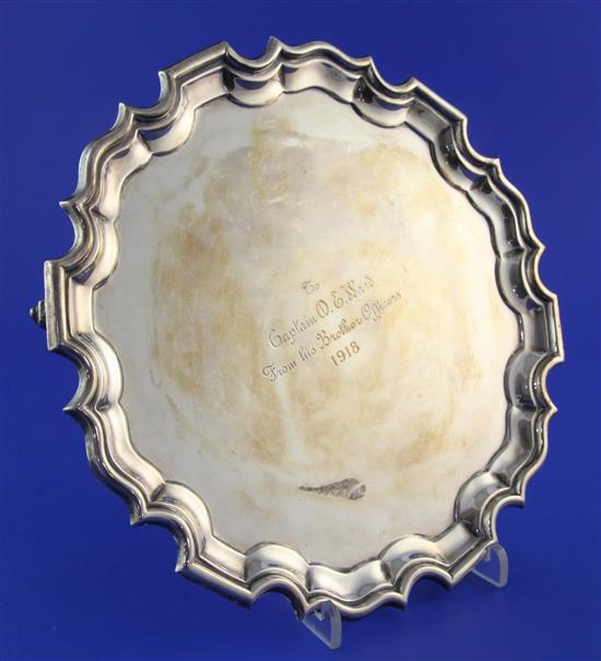 A George V Irish silver salver, 19 oz.